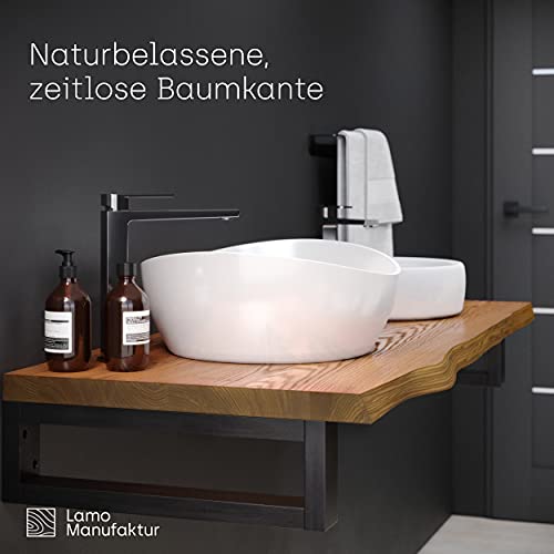 LAMO Manufaktur Encimera para Lavabo Encimera de Baño Encimera de Madera con Borde Vivo Estante de Baño, 150x50 cm (LxA), Color Natural, Sin Accesorios de Montaje, LWP-01-A-002-CN