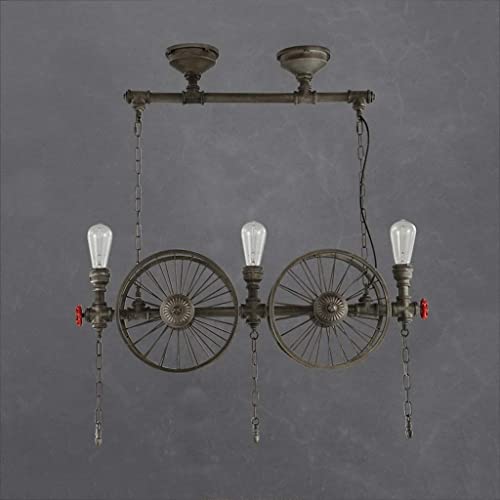 Lámpara de suspensión retra industrial de 3 cabezas Colgante vintage, tubo de agua de metal ligero, tubo de lámpara, burbujeado, steampunk, araña industrial, 3 luces, zócalo E27, lámpara de , araña, ó