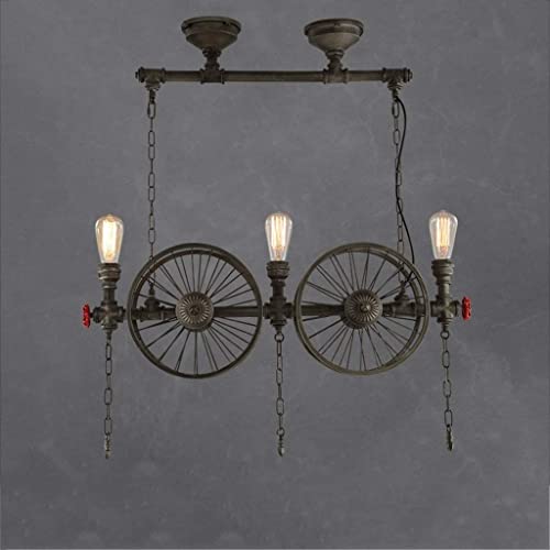 Lámpara de suspensión retra industrial de 3 cabezas Colgante vintage, tubo de agua de metal ligero, tubo de lámpara, burbujeado, steampunk, araña industrial, 3 luces, zócalo E27, lámpara de , araña, ó