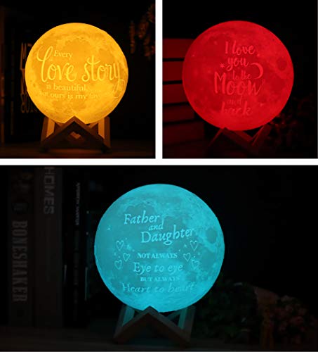 lampara luna personalizada 3d con tu Foto y texto, Recargable 16 colores remoto y táctil controlar, Moon Light Lamp Diámetro 15 cm