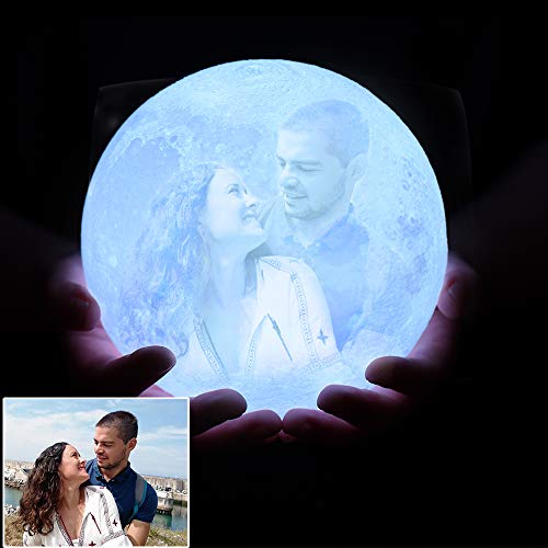 lampara luna personalizada 3d con tu Foto y texto, Recargable 16 colores remoto y táctil controlar, Moon Light Lamp Diámetro 15 cm