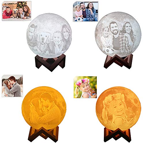 lampara luna personalizada 3d con tu Foto y texto, Recargable 16 colores remoto y táctil controlar, Moon Light Lamp Diámetro 15 cm