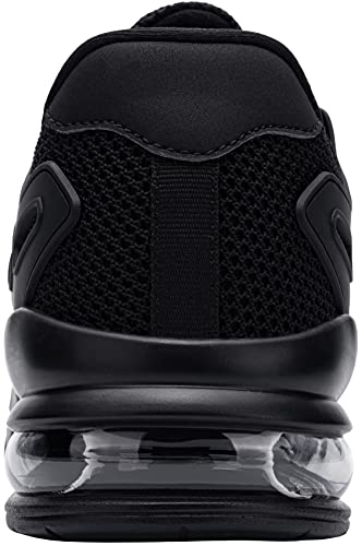 LARNMERN PLUS Zapatos de Seguridad Hombre Ligeras Zapatillas de Seguridad Punta de Acero Comodo Transpirables Antideslizante Air Cushion Calzado de Seguridad Trabajo Verano(Knit Negro,45EU)