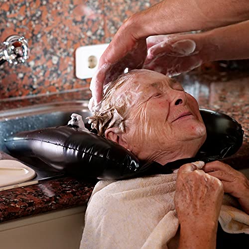 Lavacabezas Portatil para lavar el Cabello en el fregadero o al lado de la cama - Cómoda cubeta de champú - Lavacabezas para casa, cortes de cabello y coloración para personas mayores y niños