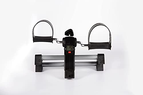 LAZY SPORTS Pedales Estaticos,Pedaleador Plegable LCD Pantalla,Mini Bicicleta Estática,Máquina de Brazos y Piernas Rehabilitación para Hacer Ejercicio en Casa con Correas y Almohadilla Antideslizante