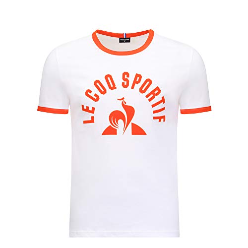 Le Coq Sportif ESS tee SS N°3 M Camiseta, Hombre, New Optical White/Orang, S