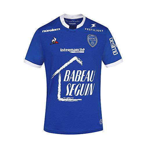 Le Coq Sportif ESTAC Maillot Match Dom SS Mu Camiseta de Manga Corta, Hombre, Bleu carmuset, XS