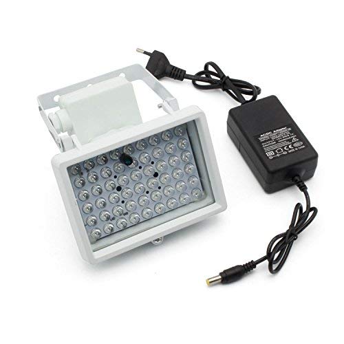 LED Infrarrojo, LED IR Proyector Diodo Proyector Visión Nocturna para CCTV Cámara de Vigilancia 850nm (60 °10W Proyector con Adaptador de Corriente)