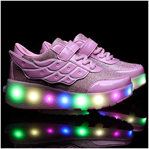 LED Zapatillas con Luces Ruedas Automática Retráctiles Ruedas Ajustables Zapatos de Skate Roller Deportivos Zapatos Luminosas Flash Patines Sneaker para Niños Niñas