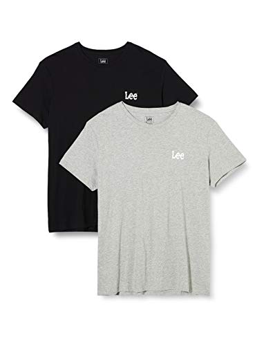 Lee Paquete de 2 Unidades Camiseta, Negro/Gris, XL para Hombre