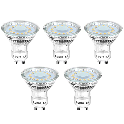 Lepro Bombillas LED GU10 4W, Bombilla GU10 LED Equivalente 50W Halógena, Lámpara LED GU10 350 Lumen Blanco Cálido 2700k, Ángulo de Haz de 120°, Paquete de 5