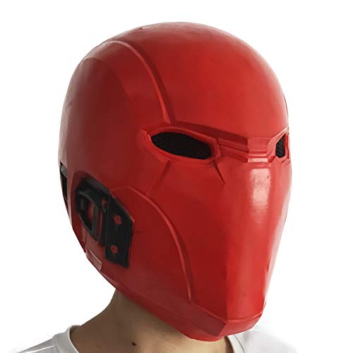 LePyCos Casco de capucha roja máscara de látex DC Batman: Under The Red Hood Superhero Cosplay Accesorio Masquerade Deluxe Props