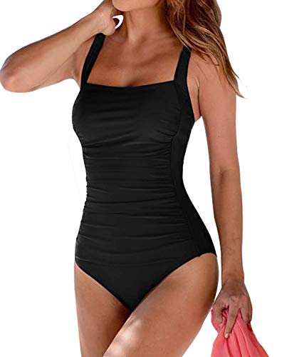 Leslady Banadores Mujer Reductores Mujer Color sólido Traje de baño Bandeau Monokini Body Shaping Correa de Hombro Ajustable Trajes de una Pieza