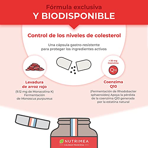 Levadura Roja de Arroz Coenzima Q10 Baja Tu Colesterol Monacolina K CoQ10 Dosis Concentrada Arroz Rojo Puro Monascus Purpureus Tratamiento 3 Meses 600 mg Capsulas Vegano