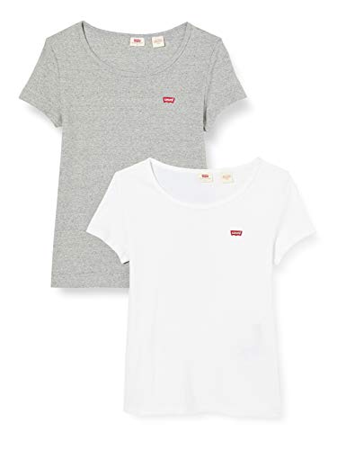 Levi's Camiseta, Multicolor (2 Pack tee White +/Smokestack Htr 0005), Medium para Mujer