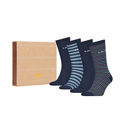 Levi's Stripe Men's Cut Socks Gift Box Caja de Regalo de Calcetines de Corte Hombre a Rayas, Blue Combo, 43 Regular