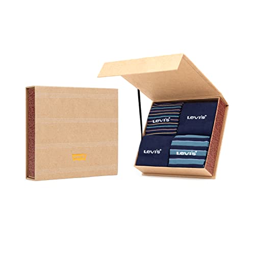 Levi's Stripe Men's Cut Socks Gift Box Caja de Regalo de Calcetines de Corte Hombre a Rayas, Blue Combo, 43 Regular