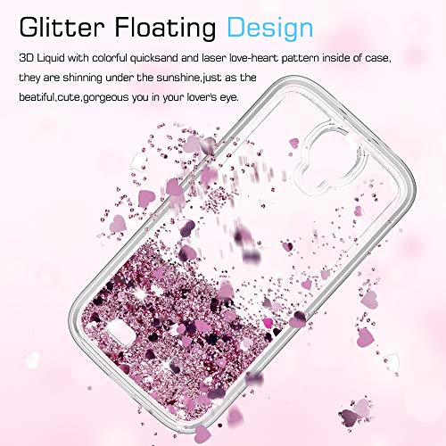 LeYi Compatible with Funda Samsung Galaxy S4 Silicona Purpurina Carcasa con HD Protectores de Pantalla,Transparente Cristal Bumper Telefono Gel TPU Fundas Case Cover para Movil Galaxy S4 ZX Oro Rosa