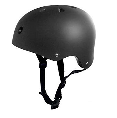 lhmlyl Casco Bici Casco de Seguridad Niño Adulto Bicicleta Bicicleta Bicicleta Scooter BMX Patineta Skate Stunt Bomber Ciclismo-Negro_S 49-53cm