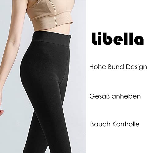 Libella Paquete de 2 Leggings térmicos para Mujer con Forro Interior Leggins cálidos sin Costuras de Invierno Treggings sin Costuras Cintura Alta Deporte Largo Ajustado 4130 Negro L