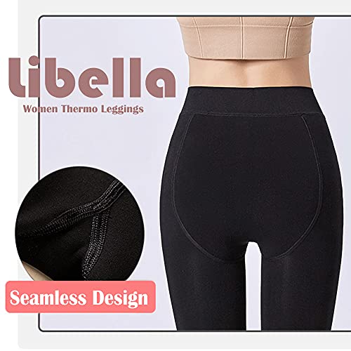 Libella Paquete de 2 Leggings térmicos para Mujer con Forro Interior Leggins cálidos sin Costuras de Invierno Treggings sin Costuras Cintura Alta Deporte Largo Ajustado 4130 Negro L