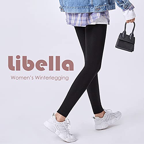 Libella Paquete de 2 Leggings térmicos para Mujer con Forro Interior Leggins cálidos sin Costuras de Invierno Treggings sin Costuras Cintura Alta Deporte Largo Ajustado 4130 Negro L