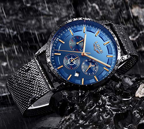 LIGE Relojes Hombre Impermeable Acero Inoxidable Analógico Cuarzo Relojes Hombre Lujo Negocios Automática Fecha Relojes