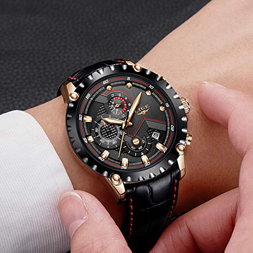 LIGE Relojes Hombres Moda Dorado Negocios Analógico Cuarzo Relojes Hombres Automática Fecha Relojes