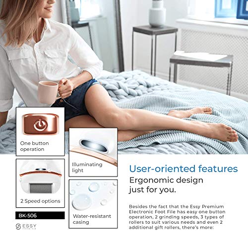 Lima Eléctrica Pies Quita Durezas para Pies Electrico Exfoliante Callos Pedicura Lima Pies Durezas Recargable Profesional Pulidor de Callos Cuidado Talon con 5 Rodillos de Recambio Electric Foot File