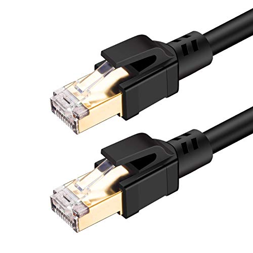 LinkinPerk Cable Ethernet Cat 8,Cable de Red Lan, Parche de Alta Velocidad de 40 Gbps, 2000 MHz con Conector rj45 Chapad (1M)