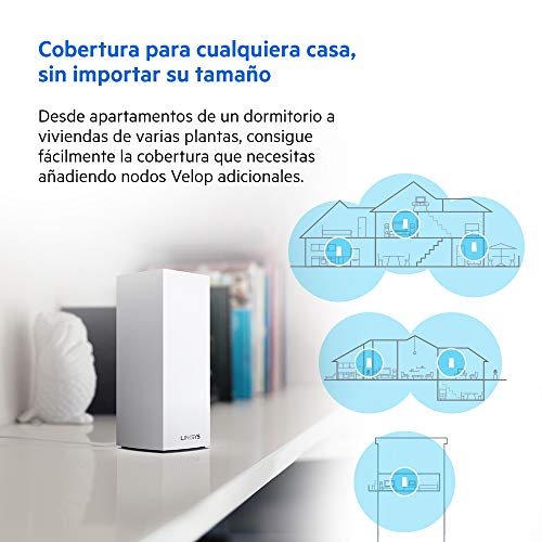 Linksys MX8400 - Sistema Velop WiFi 6 mesh tribanda para todo el hogar (router/extensor WiFi AX4200, 525 m² de cobertura, velocidades 3,5 veces más rápidas, más de 80 dispositivos, 2 nodos) blanco