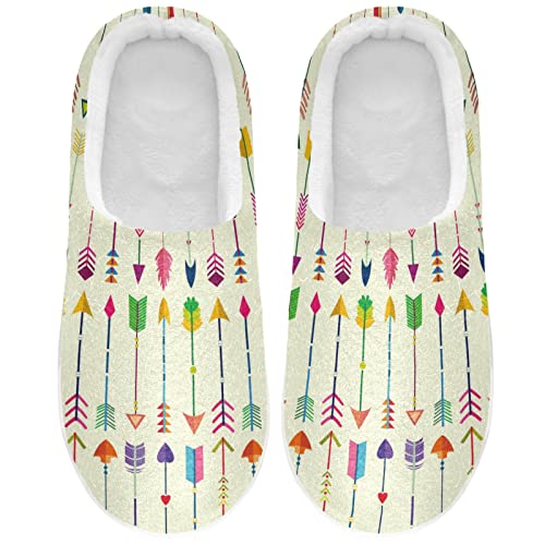 Linomo Zapatillas coloridas con patrón de flecha para mujer, zapatillas de casa para mujer, zapatos de casa, zapatos de dormitorio, multicolor, 43/44 EU