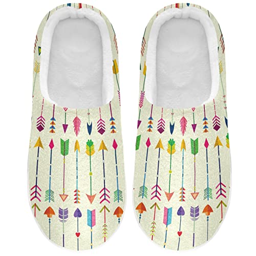 Linomo Zapatillas coloridas con patrón de flecha para mujer, zapatillas de casa para mujer, zapatos de casa, zapatos de dormitorio, multicolor, 43/44 EU