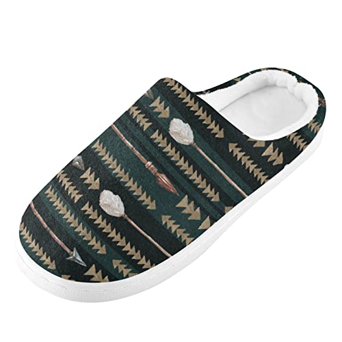 Linomo Zapatillas étnicas con patrón de flecha para mujer, zapatillas de casa para mujer, zapatos de casa, zapatos de dormitorio, multicolor, 47/48 EU