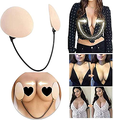 LINPING Deep Plunge Push Up Frontless Bra Kit Sin Espalda y sin Tirantes (Negro)