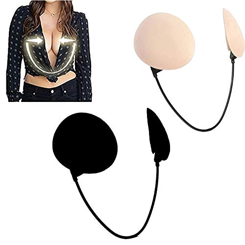 LINPING Deep Plunge Push Up Frontless Bra Kit Sin Espalda y sin Tirantes (Negro)