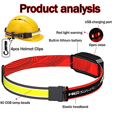 Linterna Frontal Led Recargable, Linterna Frontal De 3 Modos De Luz, Linterna Frontal De Barra De Luz De Carga Rápida USB, para Acampar, Andar En Bicicleta, Correr, Trabajos De Reparación De Cerca