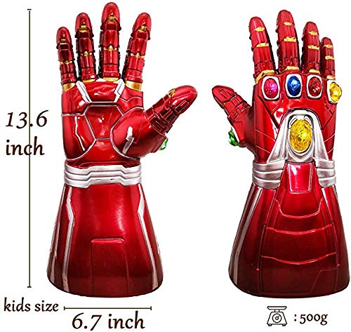 LIUQI Iron Man Infinity Gauntlet, Iron Man Glove LED with Removable Magnet Infinity Stones-3 Flash Modes Halloween Cosplay Glove