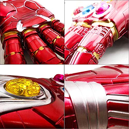 LIUQI Iron Man Infinity Gauntlet, Iron Man Glove LED with Removable Magnet Infinity Stones-3 Flash Modes Halloween Cosplay Glove