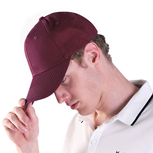 LIVACASA Gorras de Béisbol para Hombres Clásico Verano de Algodón, Unisex Adulto,Talla Única, Running Golf Tenís Hip Pop Deportes Aire Libre Burdeos