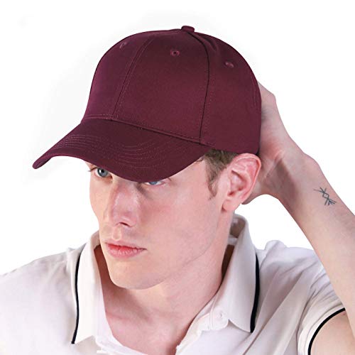 LIVACASA Gorras de Béisbol para Hombres Clásico Verano de Algodón, Unisex Adulto,Talla Única, Running Golf Tenís Hip Pop Deportes Aire Libre Burdeos