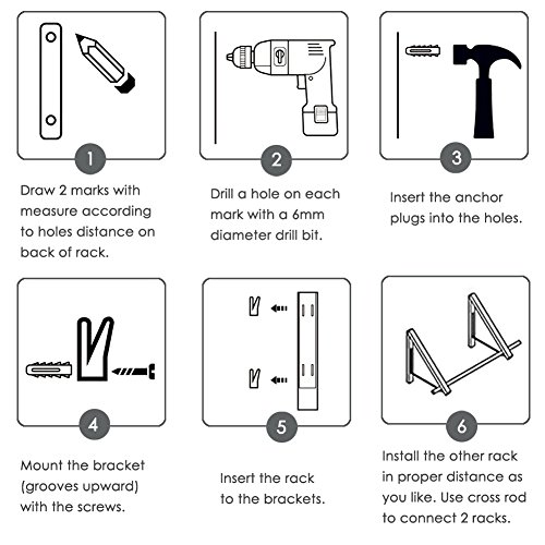 LIVEHITOP Plegable Perchero de Pared 2 Piezas, Abatible Aluminio Ropa Percha Organizador con Ganchos y Tubo para Sala, Cuarto, Baño, Balcón, Oficina, Ahorra Espacio