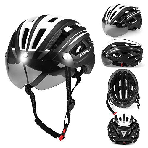 Lixada Casco de Bicicleta de Montaña Casco de Motociclismo con Visera Magnética Desmontable Ligero Protector UV Unisexo