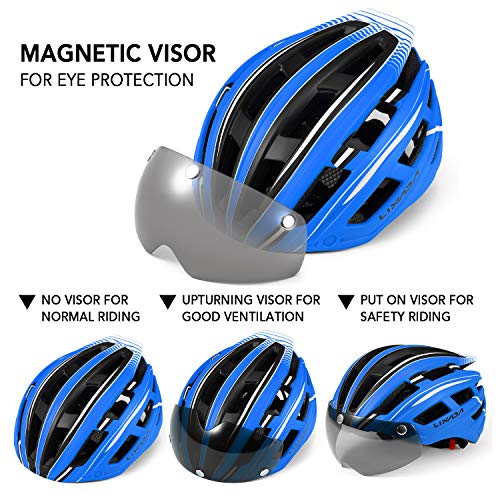 Lixada Casco de Bicicleta de Montaña Casco de Motociclismo con Visera Magnética Desmontable Ligero Protector UV Unisexo