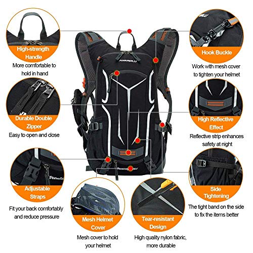 Lixxada Mochila de Ciclismo Impermeable 18L Unisexo Respirable Ultraligero con Cubierta de Lluvia Mochila de Hombro para Ciclismo Montañismo Viajes