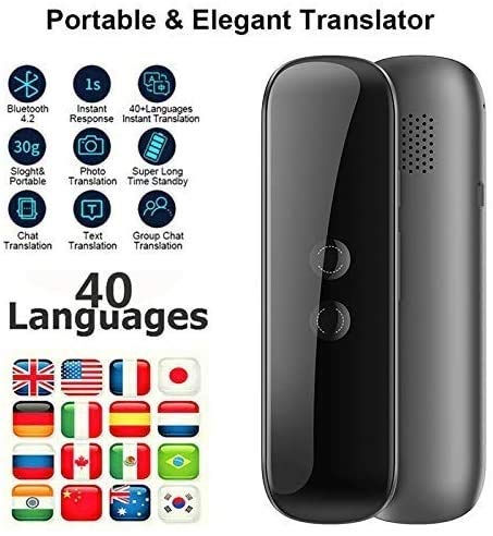 LKNJLL Traductor de Voz en Tiempo Real de Dispositivos 2-Way Traducciones de Apoyo 40 Idiomas for Viajes de Aprendizaje de Compra Chat de Negocios de grabación Traducciones (Color : White)