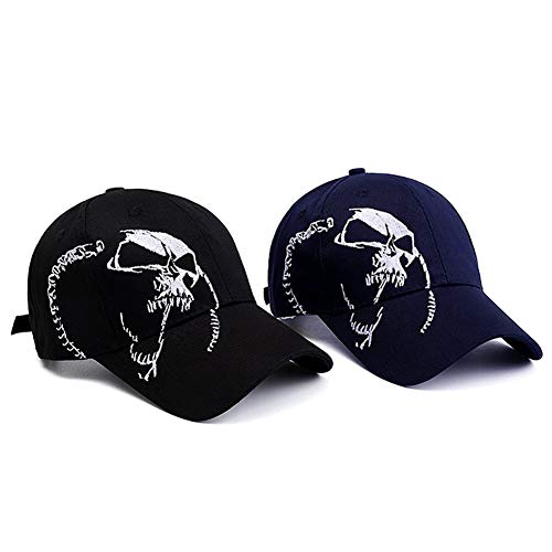 LOCOMO Gorra de béisbol con diseño de calavera y monstruo bordado para camionero FFH443BLK