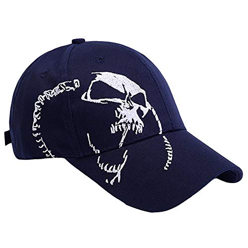 LOCOMO Gorra de béisbol con diseño de calavera y monstruo bordado para camionero FFH443BLK