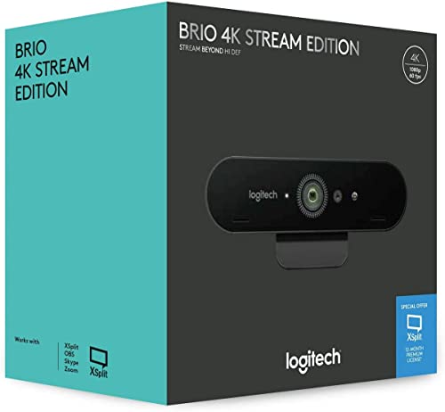 Logitech Brio Ultra HD Pro Webcam, Streaming Fluido 1080p/60fps, Campo Visual Ajusable, Zoom X5, Compatible Avec Skype, WebEx, Cisco Jabber, Zoom, Windows Hello, PC/Mac/Portátil/Chrome, Color Negro