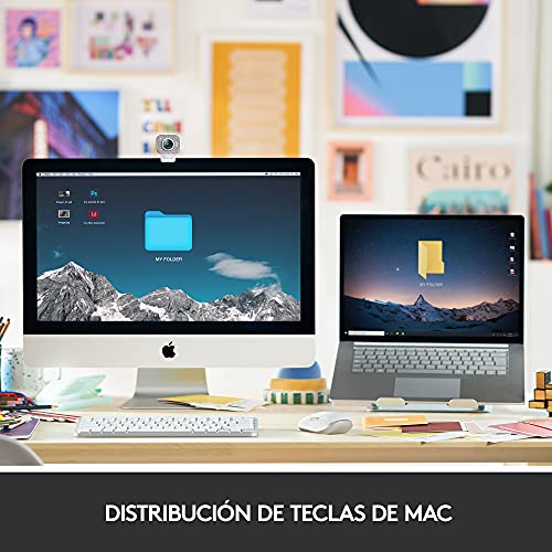 Logitech MX Keys Mini para Mac Teclado Inalámbrico Minimalista Iluminado, Compacto, Bluetooth, Retroiluminado, USB-C, Tecleo Táctil, Compatible con Apple macOS, iPadOS, de Metal - Gris claro